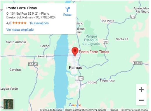 Imagem do mapa com a localização de loja de tintas em Palmas Ponto Forte Tintas